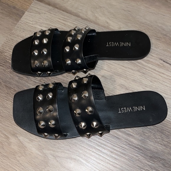 Nine West, womens, black studded sandals - Picture 2 of 4